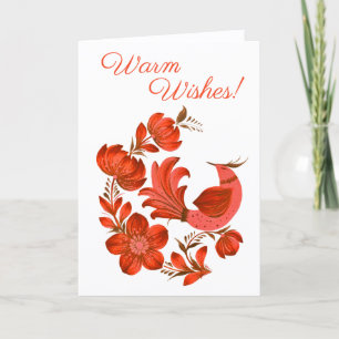 Red Folk Art Greeting Card