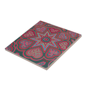 Red Folk Art HeartsTrivet/Tile Tile