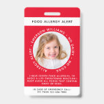 Red Food Allergy Alert Photo ID Badge<br><div class="desc">Stay safe when eating out with our range of Food Allergy Alert badges,  labels and cards to raise awareness of your food allergies.</div>