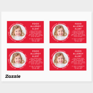 Red Food Allergy Alert Photo Rectangular Sticker
