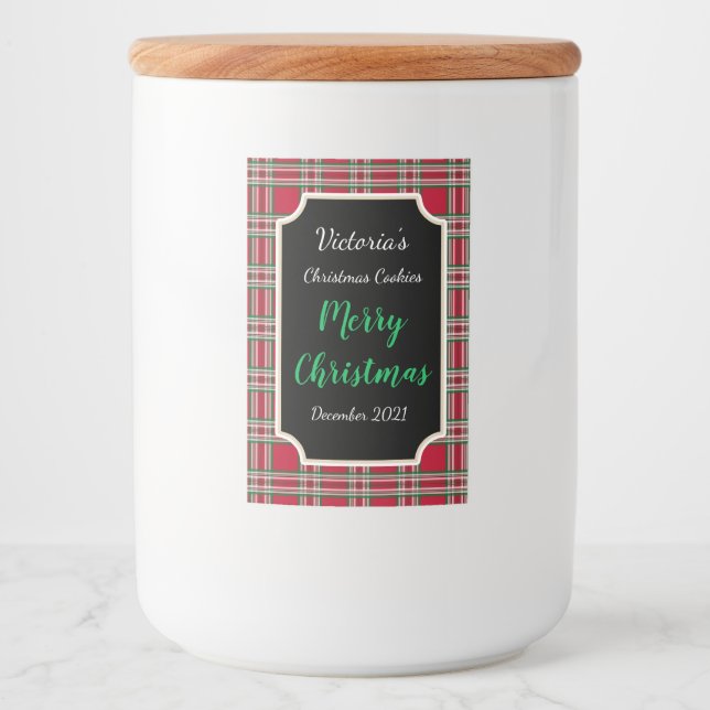 Red Food Jar Christmas Cookie Labels Gift Stickers (Front)