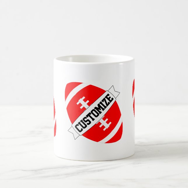Red Football Coach or Fan Custom Team Name Mug (Center)