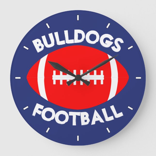 Red Football Custom Team Name/Text and Colour Cloc Large Clock (Front)