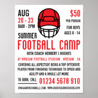 Red Football Helmet, Football Camp Advertising
