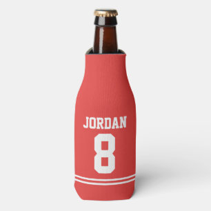 Red Football Jersey - Sports Theme Birthday Party Bottle Cooler