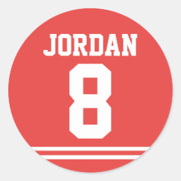 Red Football Jersey - Sports Theme Birthday Party Classic Round Sticker