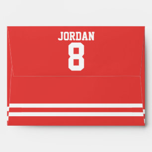 Red Football Jersey - Sports Theme Birthday Party Envelopes