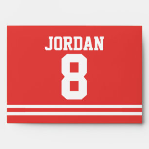 Red Football Jersey - Sports Theme Birthday Party Envelopes