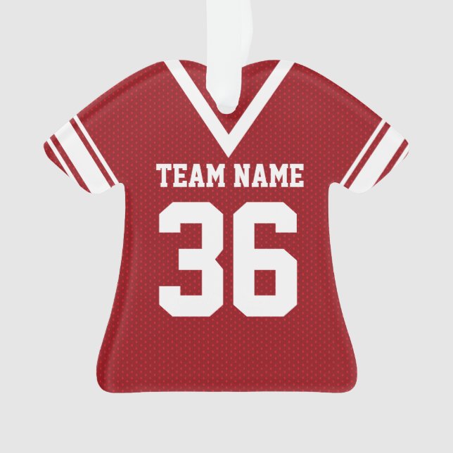Red Football Jersey Uniform with Photo Ornament (Front)