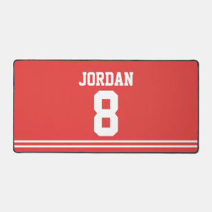Red Football Jersey with Number Desk Mat