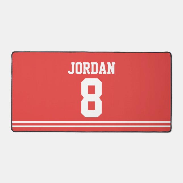 Red Football Jersey with Number Desk Mat (Front)