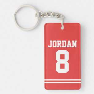 Red Football Jersey with Number Key Ring
