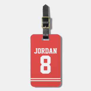 Red Football Jersey with Number Luggage Tag