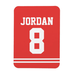 Red Football Jersey with Number Magnet