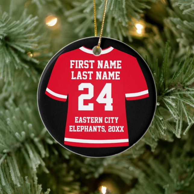 Red Football Soccer Hockey Sports Jersey Ceramic Tree Decoration (Tree)