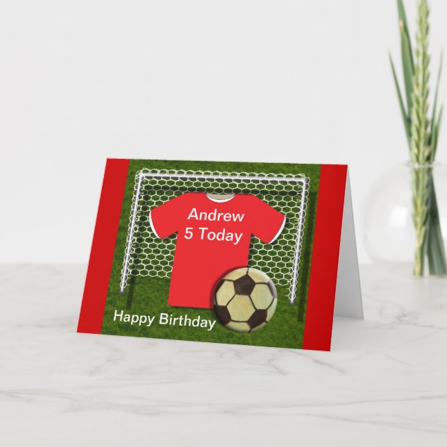 Red Football Soccer Theme Birthday Cards (Front)
