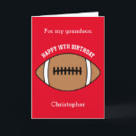 Red Football Sport 16th Birthday Card<br><div class="desc">A red personalised football 16th birthday card for grandson, son, nephew, etc. You can easily personalise the front of this sports birthday card with his age and name. The inside card message and back of the card can also be personalised for the birthday recipient. This 16th football birthday card for...</div>