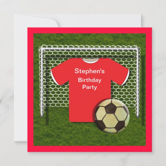 Red Football Theme Boys Birthday Party Invitations (Front)