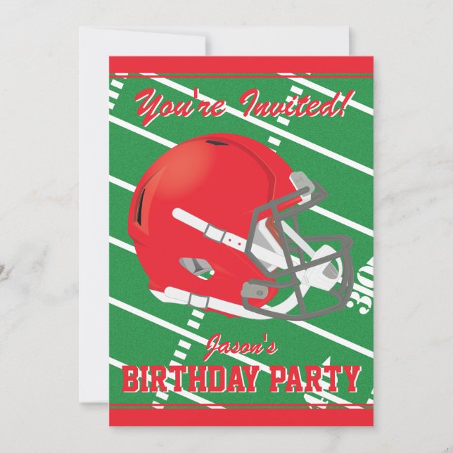 Red Football Themed Party Invitation - Editable (Front)
