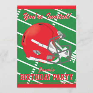 Red Football Themed Party Invitation - Editable