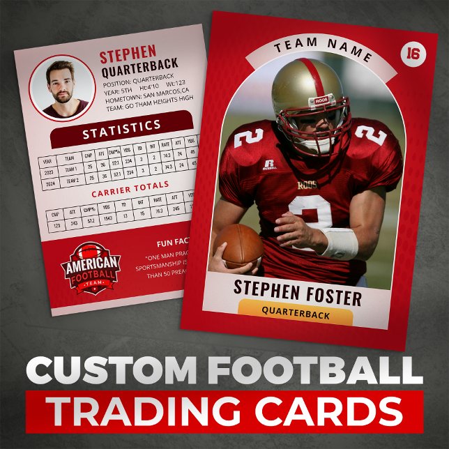 Red Football Trading Card, Custom Sports Card (Creator Uploaded)