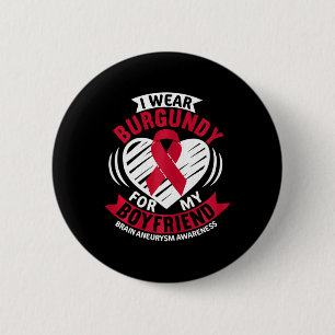Red For Boyfriend Brain Aneurysm Awareness Graphic 6 Cm Round Badge