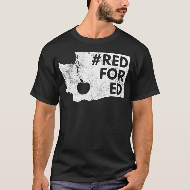 Red For Ed  Washington Teacher Public Education  T-Shirt (Front)