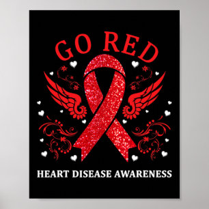 Red For Heart Disease Awareness In February Heart  Poster