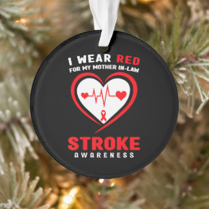 Red For My Mother In-Law Stroke  Ornament