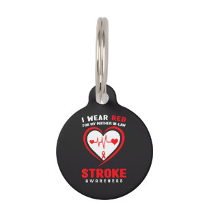 Red For My Mother In-Law Stroke Pet Tag