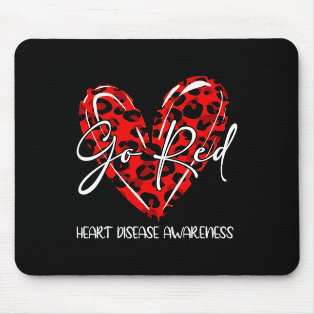 Red For Womens Heart Disease Awareness Month Leopa Mouse Mat (Front)