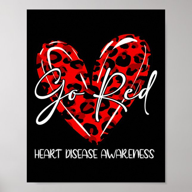 Red For Womens Heart Disease Awareness Month Leopa Poster (Front)