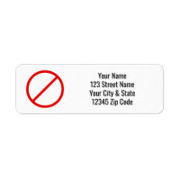 Red forbidden circle sign return address labels