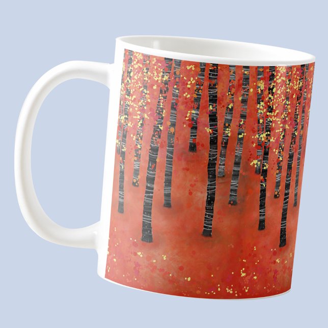 Red Forest Coffee Mug (Forest art red mug)