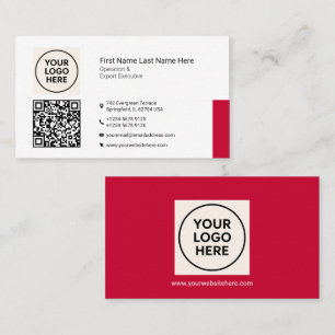 Red Formal QR Professional Modern Corporate Business Card