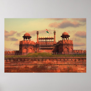 Red Fort in Delhi, India during a beautiful sunset Poster