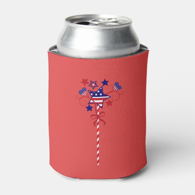Red Fourth of July Jubilee Can Cooler (Can Front)