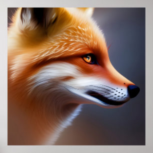 Red Fox AI Art Poster