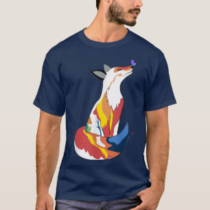 Red Fox And Cute Butterfly T-Shirt