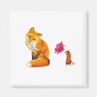 Red Fox and Mouse Friends Magnet