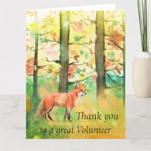 Red Fox Animal Autumn Fall Trees Thanks Volunteer Thank You Card