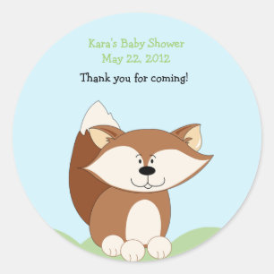 Red Fox Baby Shower Favour Sticker