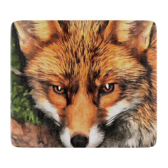 Red Fox Beautiful Wildlife Art Cutting Board (Front)