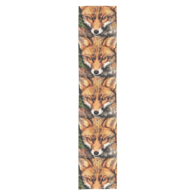 Red Fox Beautiful Wildlife Art Short Table Runner (Front)