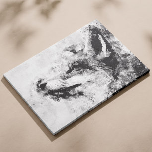 Red Fox Black and White Watercolor 01 Canvas Print