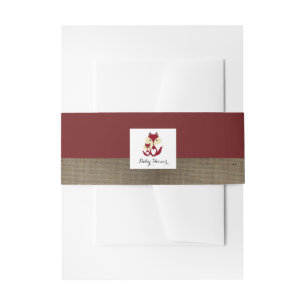 Red Fox Burlap Baby Shower Invitation Belly Band