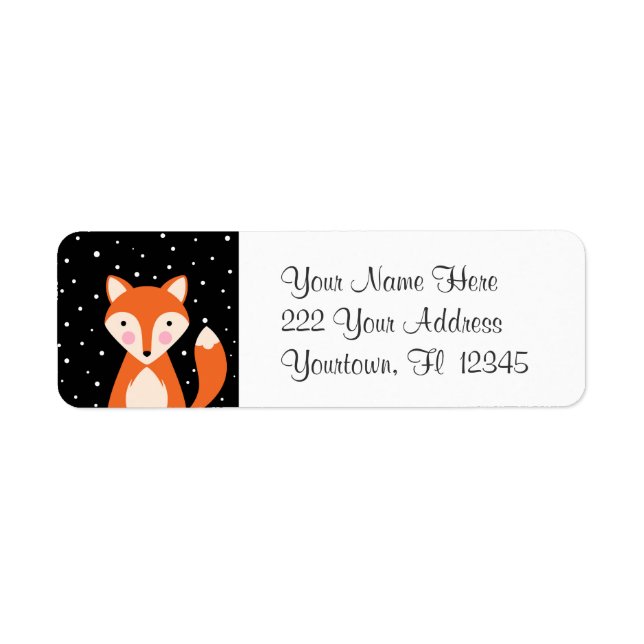 Red Fox Cartoon design Cute Sweet adress label (Front)