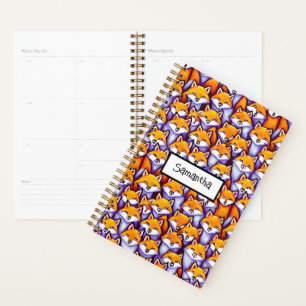Red fox cartoon DIY name funny doodle animal Planner