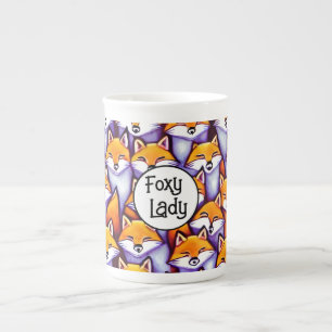 Red fox cartoon foxy lady funny humour woodland bone china mug