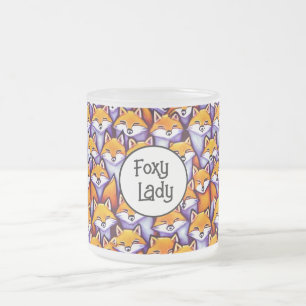 Red fox cartoon funny foxy lady humor doodle fun frosted glass coffee mug